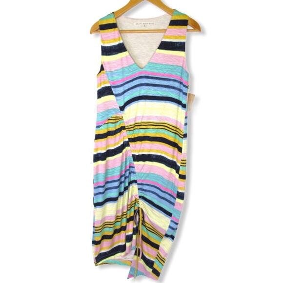 RACHAEL Rachael Roy NWT Cinched A-Line Striped Dress Size L Navy Multi Colored - Picture 1 of 10